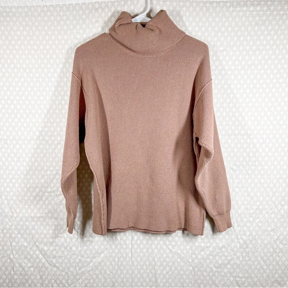 Free People Tan Ribbed Turtleneck Sweater - Picture 1 of 4